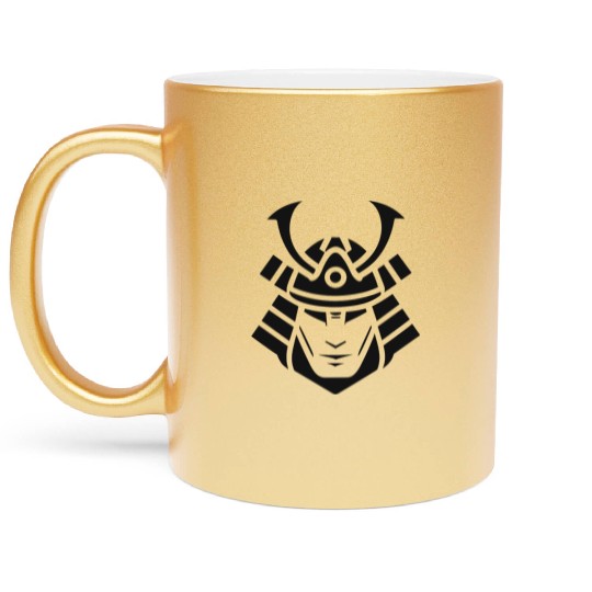 Samurai Helmet Logo Katana Swordsman Metallic Mugs