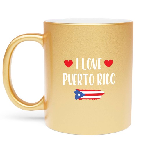 I Love Puerto Rico pride heart Metallic Mugs