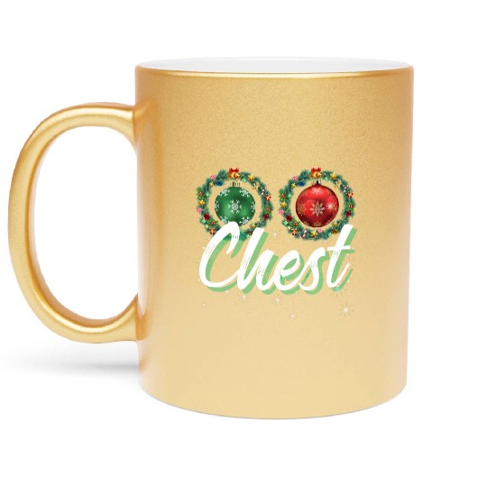 Chest Nuts Christmas Couple Funny Matching Metallic Mugs