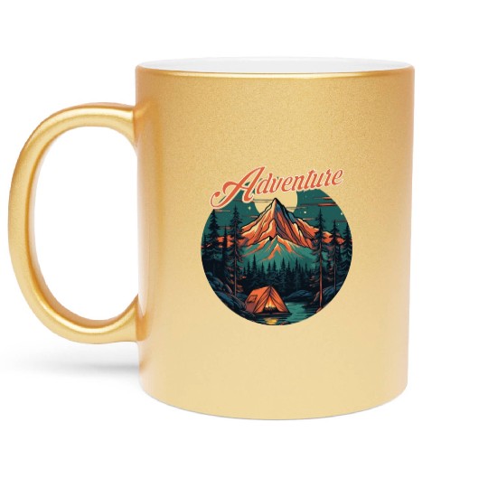 Forest nature trekking adventure Metallic Mugs