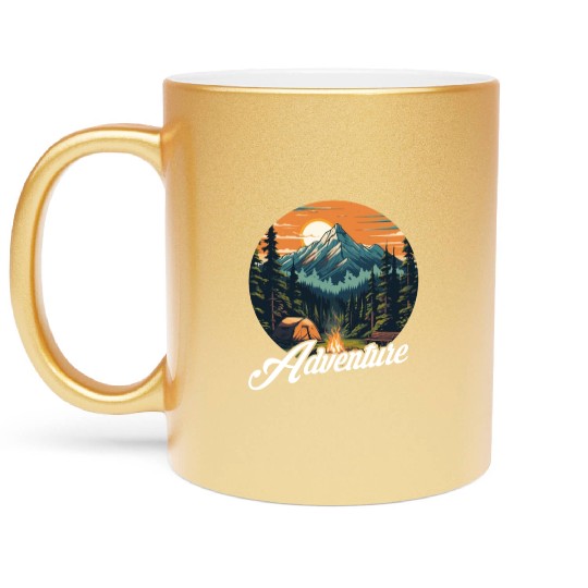 Forest nature trekking adventure Metallic Mugs