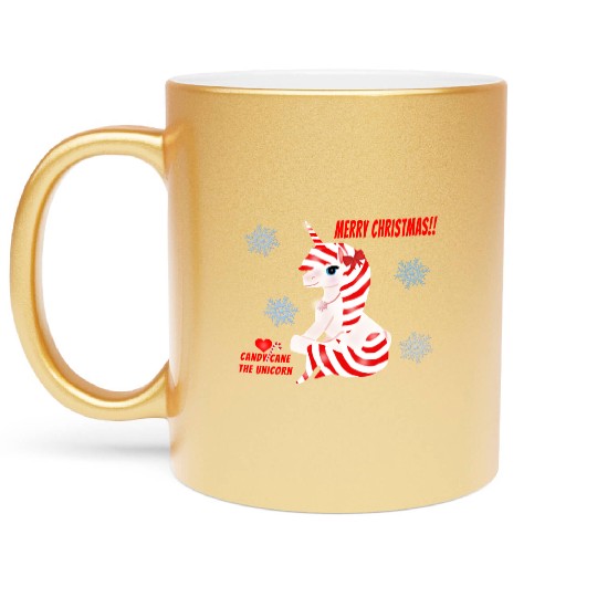 "Candy Cane the Unicorn" (Snowflake Snuggliezz) Metallic Mugs