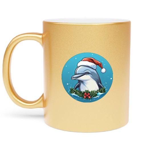 Dolphin Christmas Metallic Mugs
