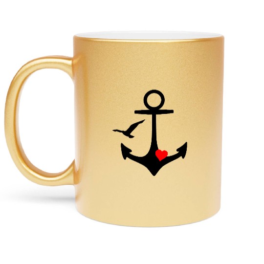 Anchor Heart Seagull Metallic Mugs