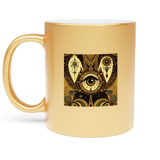 Abstract New Age 1920s Steampunk Design Metallic Mugs
