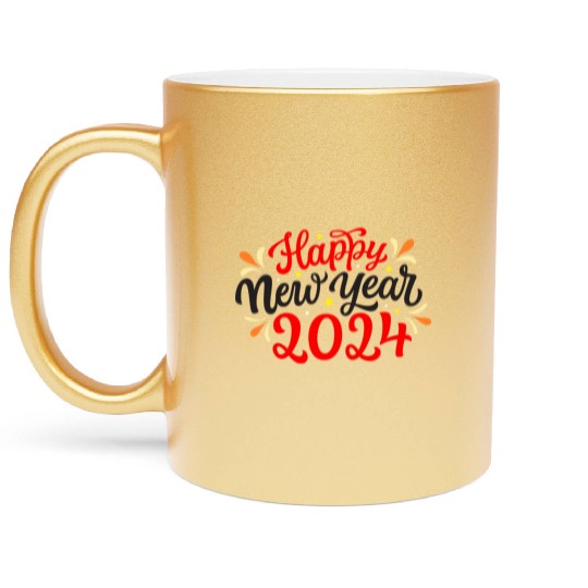 Happy New Year 2024 Metallic Mugs