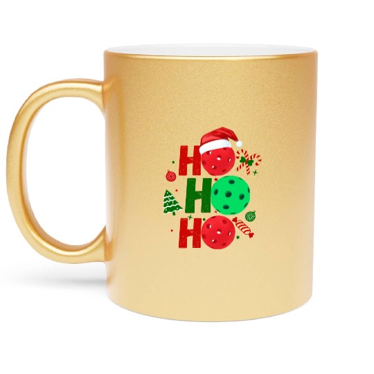 Pickleball Ho Ho Ho Holiday Merry Christmas Metallic Mugs