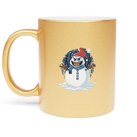 frosty snowman creepy Metallic Mugs