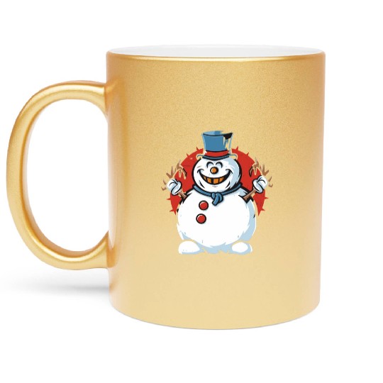 frosty snowman creepy Metallic Mugs