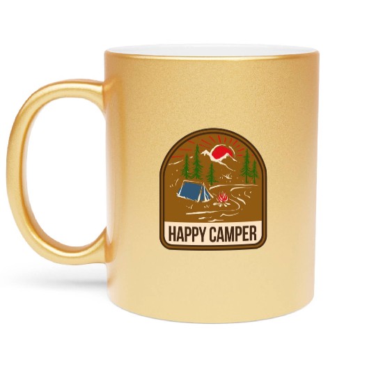 Happy Camper Camping Campfire Tent Metallic Mugs