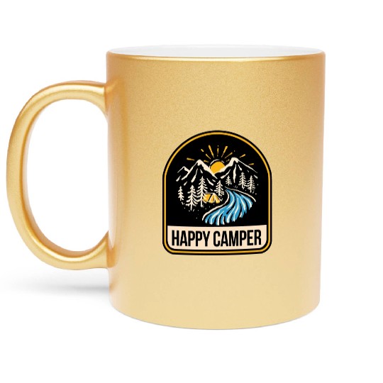 Happy Camper Camping Campfire Tent Metallic Mugs