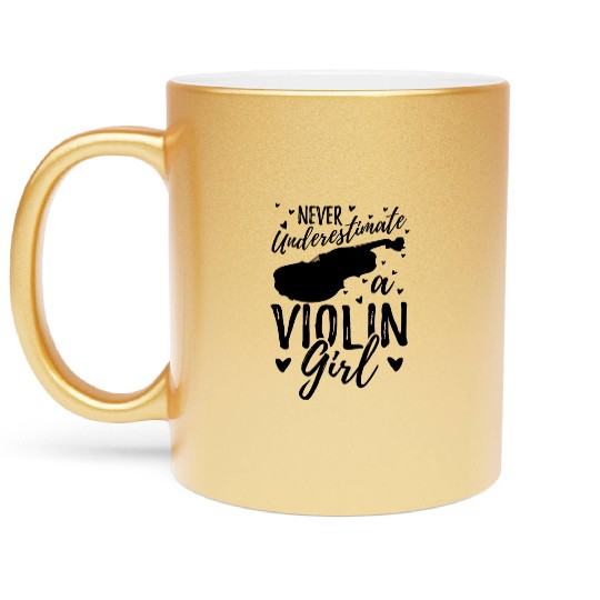 Female Violin Player Metallic Mugs