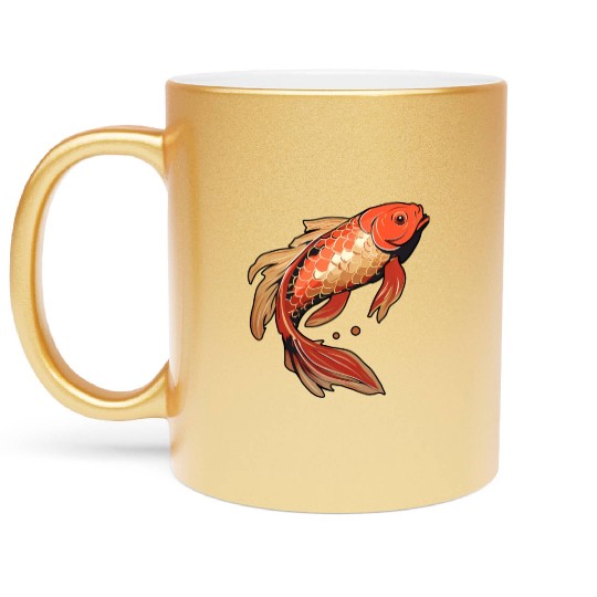 Koi Fish Japanese Carp Pond Metallic Mugs