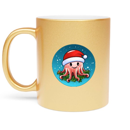 Jellyfish Christmas Metallic Mugs