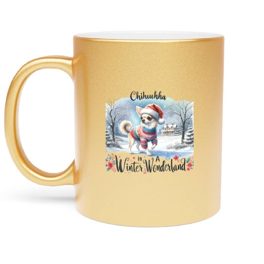 Chihuahua In a Winter Wonderland Metallic Mugs