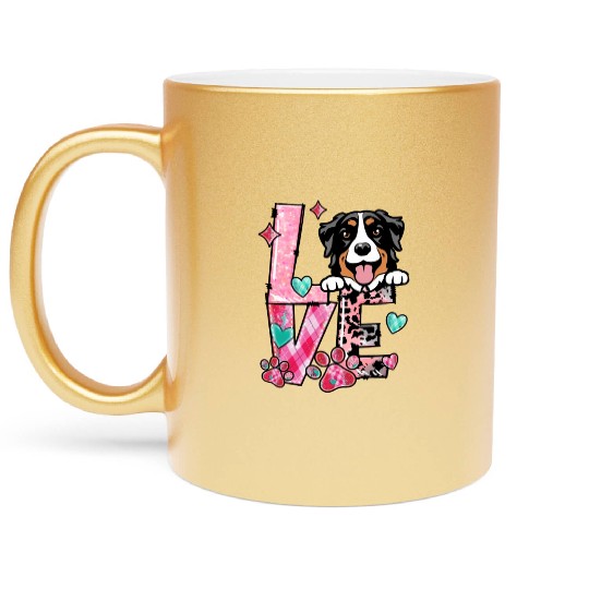Belgian Malinois Dog I Love My Dog Valentines Day Metallic Mugs