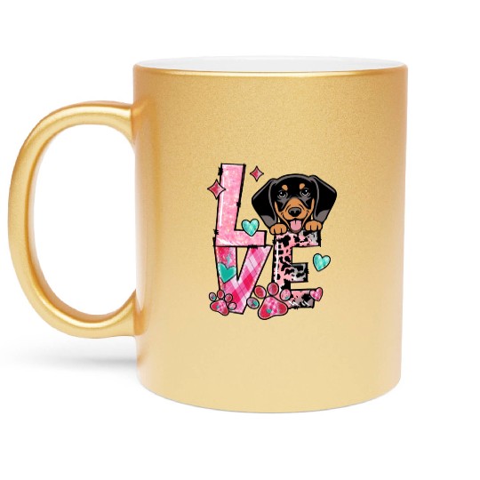 Daschund I Love My Dog Metallic Mugs