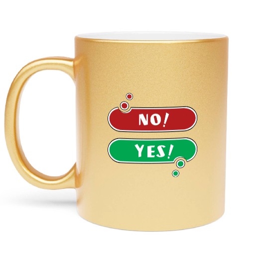 No Yes Red And Green Speech Bubble Metallic Mugs