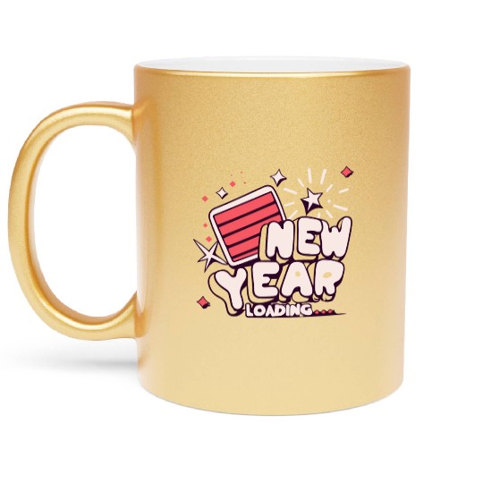 NYE New Year Loading Cheers To Festive New Year's Metallic Mugs