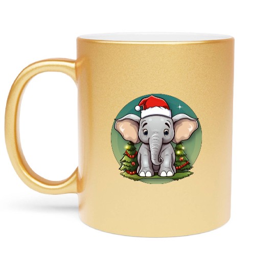 Elephant Christmas Metallic Mugs