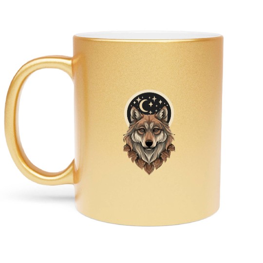 Wolf Moon Stars Design Metallic Mugs