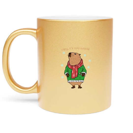 Capybara Winter Metallic Mugs