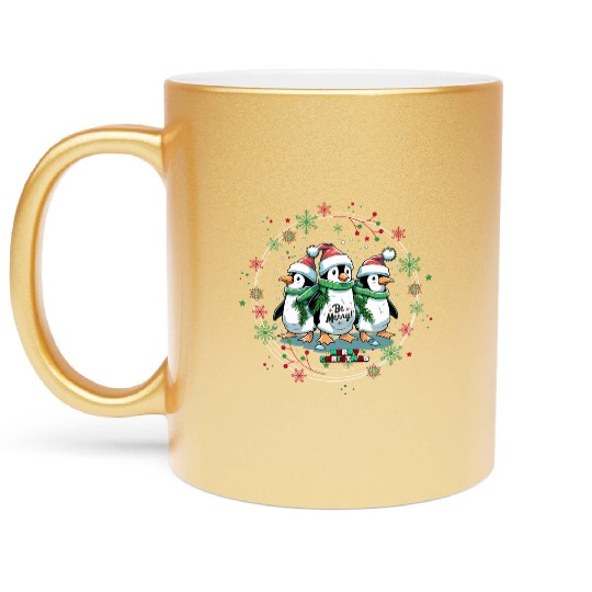 Christmas penguins Metallic Mugs