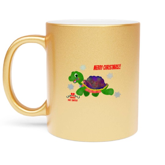 "Tinsel the Turtle" (Snowflake Snuggliezz) Metallic Mugs