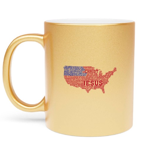 Divine Geography: Jesus' USA Map Metallic Mugs