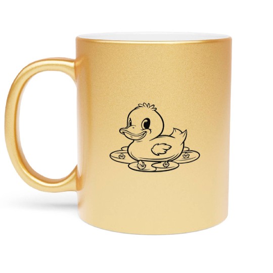 cute duck swimming in a swamp Metallic Mugs
