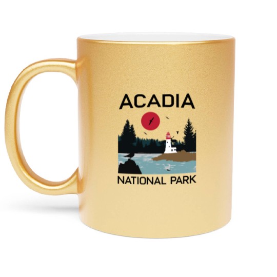 Acadia National Park 80s Maine Mount Island Metallic Mugs