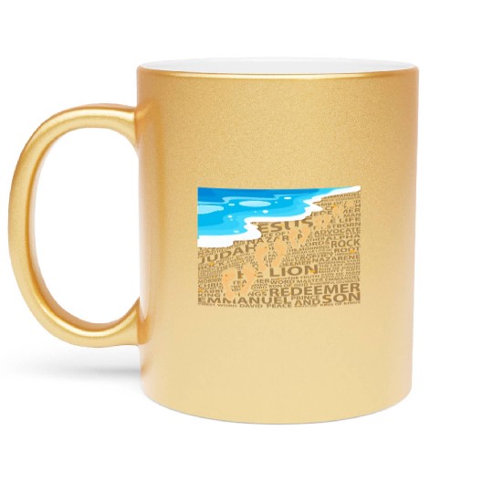 Faithful Steps in Sand Jesus Metallic Mugs