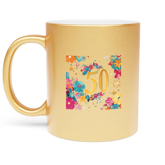 The Radiant Golden Anniversary Metallic Mugs
