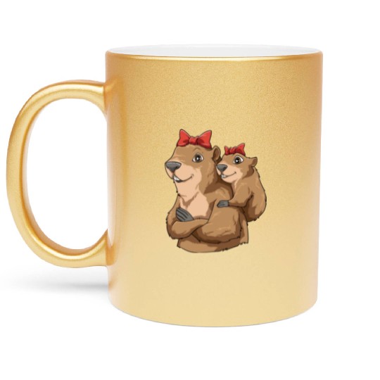 Groundhog Marmot Mom for a Marmot lover groundhog Metallic Mugs