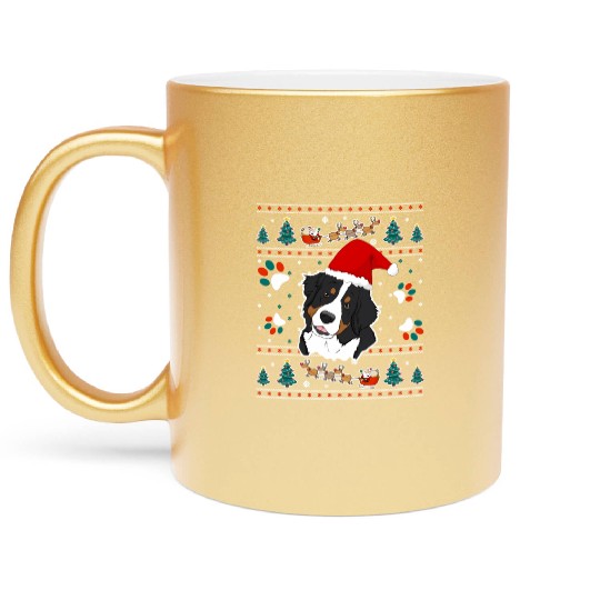 Merry Woofmas Bernese Mountain Dog Metallic Mugs