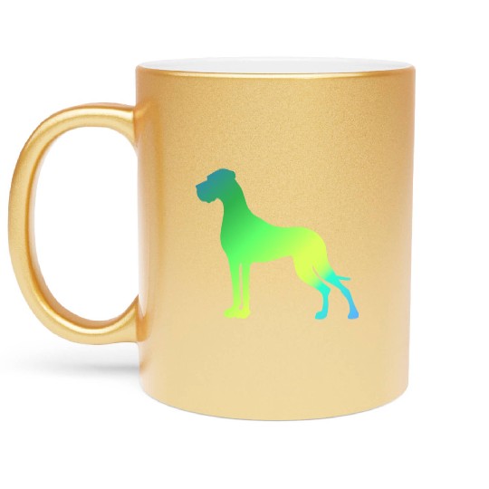 Green Yellow Great Dane Metallic Mugs