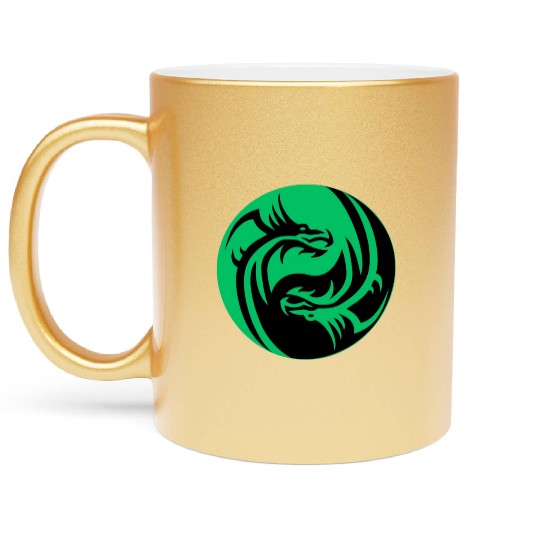 tow Dragonball in circle green and black Metallic Mugs