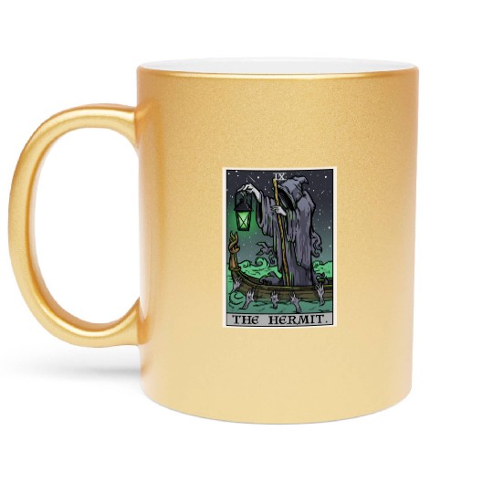 The Hermit Tarot Card Gothic Halloween Grim Reaper Metallic Mugs