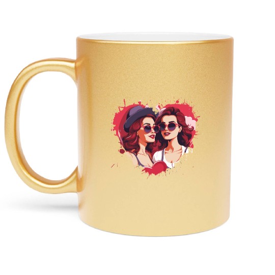 Valentines Day Outfit For Her And Her in love Metallic Mugs