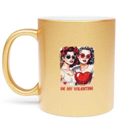 Valentines Day Outfit For Her And Her in love Metallic Mugs