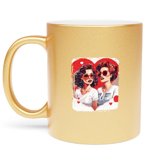 Valentines Day Outfit For Her And Her in love Metallic Mugs