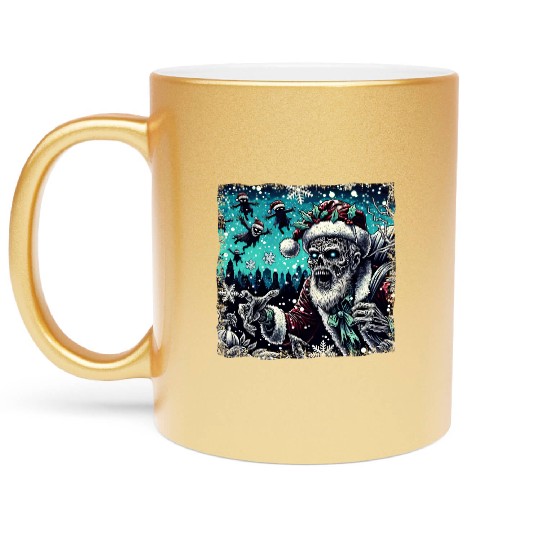 Santa Zombie - Creepy Christmas Vibes Metallic Mugs