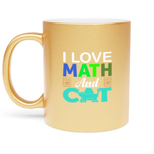 I Love Math And Cats lover Metallic Mugs