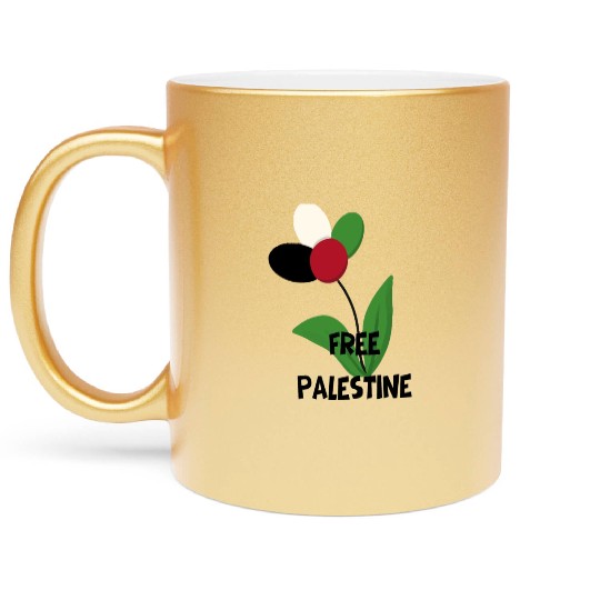 Free Palestine,Flag-colored rose ,watermelon color Metallic Mugs