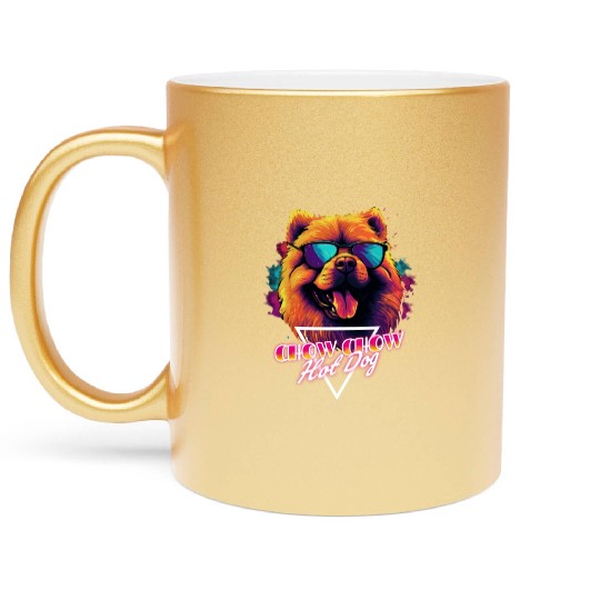 Retro Wave Chow Chow Hot Dog Metallic Mugs