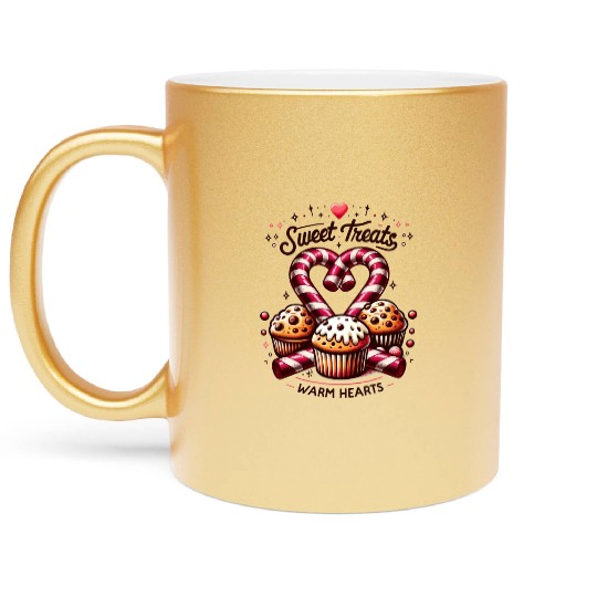 Sweet Treats Vintage Christmas Muffins Baking Metallic Mugs