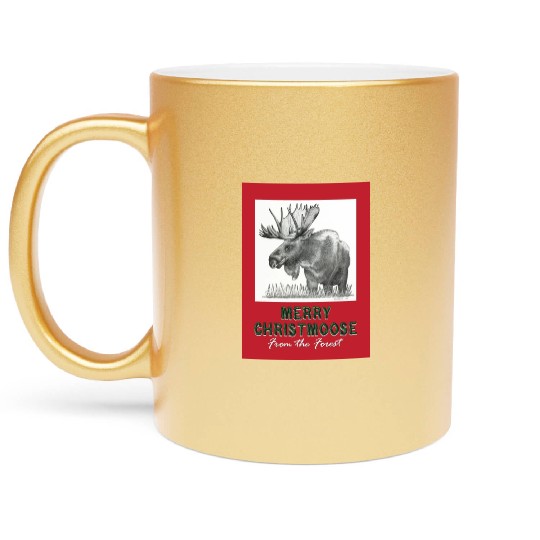 XMAS Card MOOSE Metallic Mugs