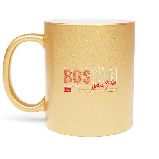 Boston Massachusetts Authentic Casual Denim Wear Metallic Mugs