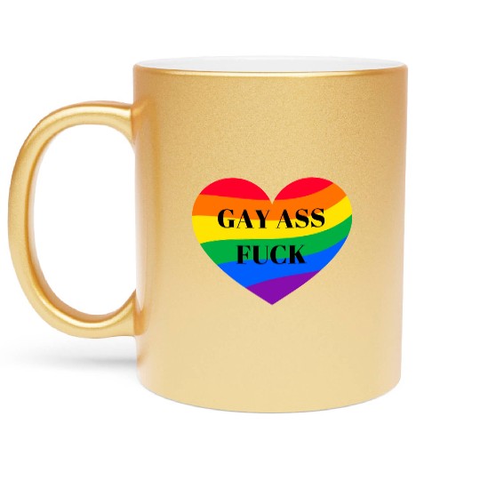 Rainbow Heart Gay Metallic Mugs