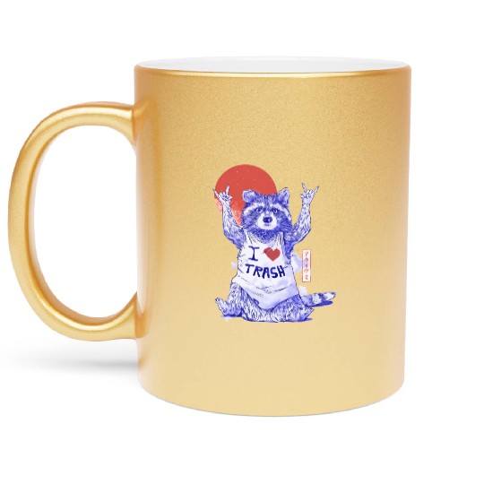 I Love Trash Cute Funny Metal Raccoon Gift Metallic Mugs